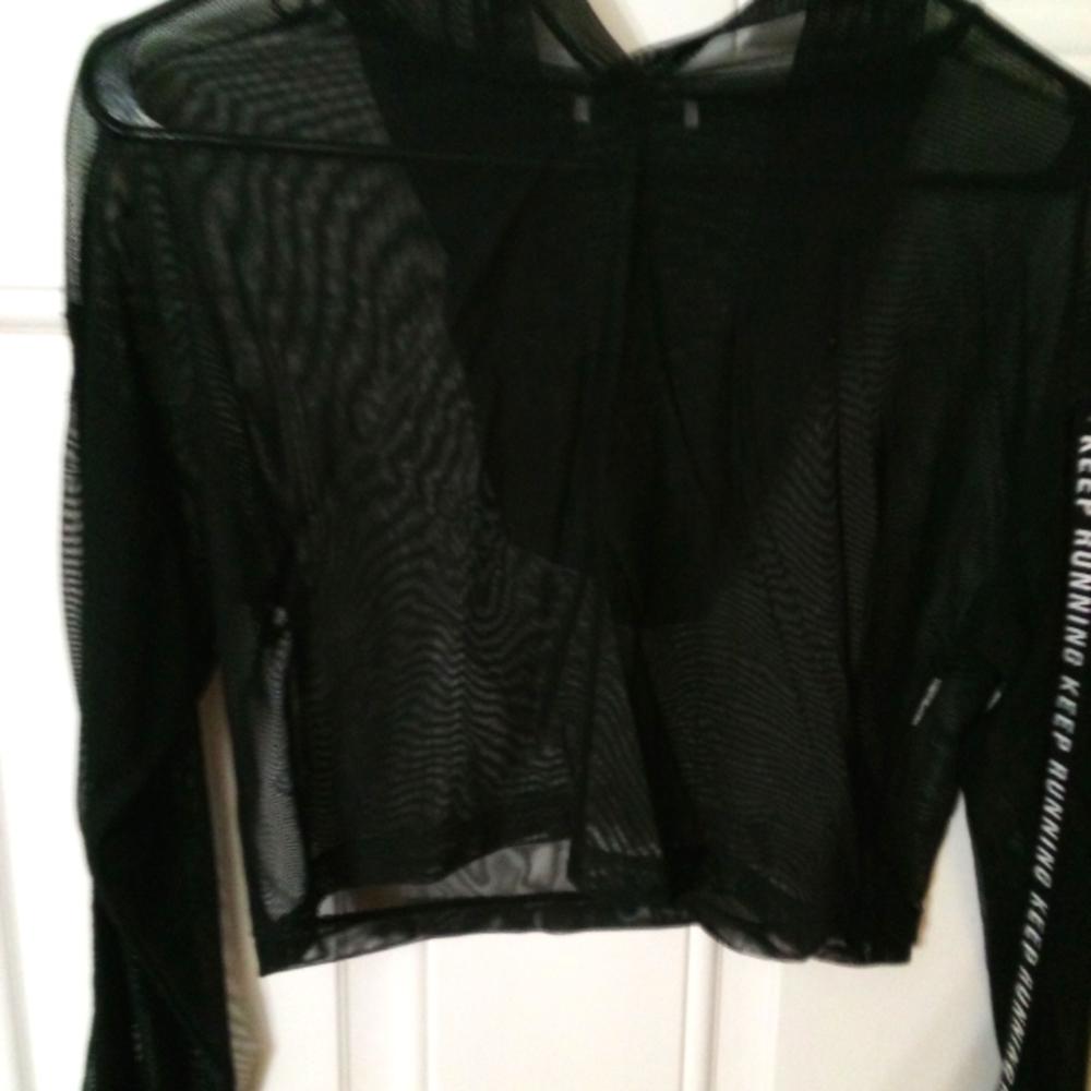 Mesh crop top hoodie